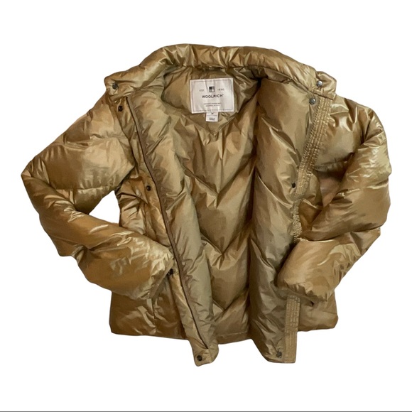 New! Woolrich Quilted Gold Puffer Down Jacket Sz M - Picture 2 of 15